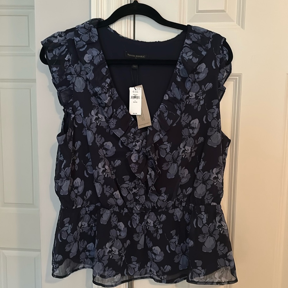 NWT banana republic floral blouse, size L petite